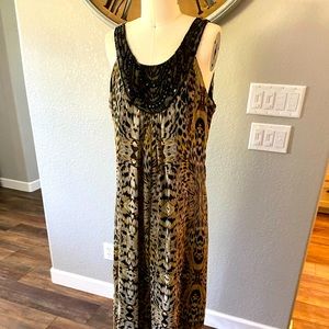 Animal Print Beaded front Dress